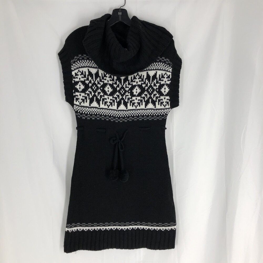 Energie Short Sleeve Sweater Dress Cowl Neck XL Womens Black
